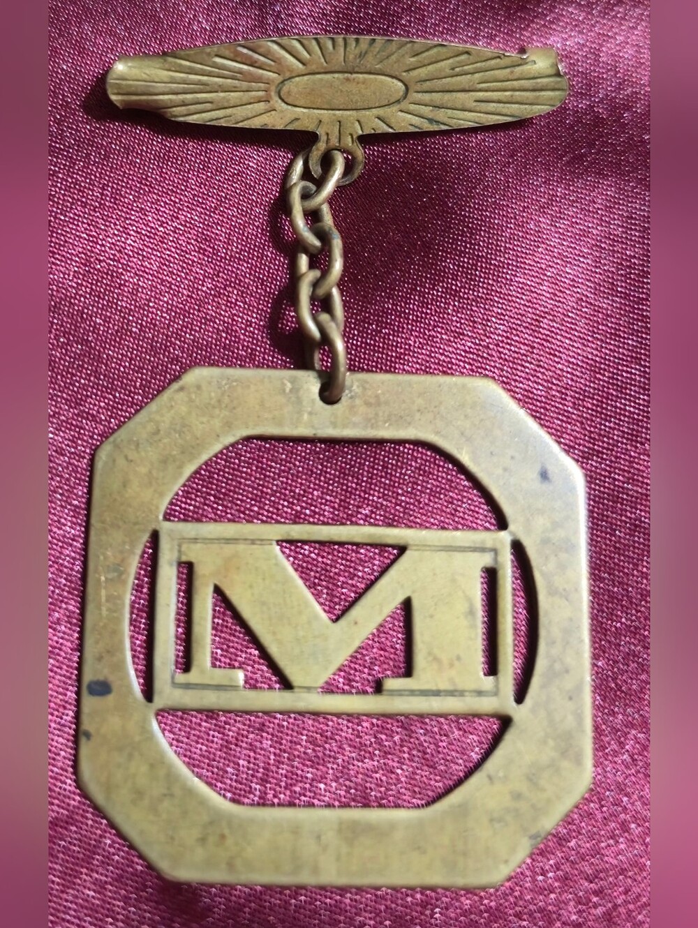 Mens Vintage Victorian Edwardian Watch Fob Chatelaine Pin Ribbon Hanger